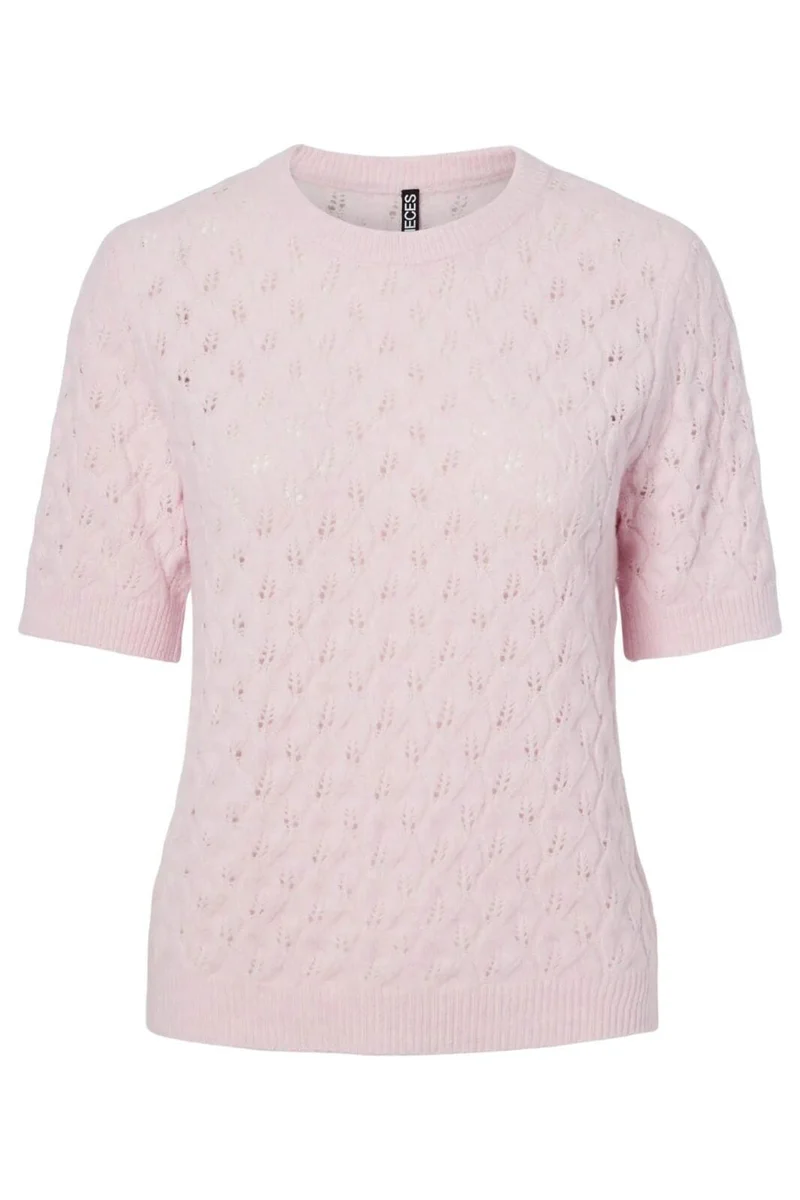Pieces - Pclelou Ss O-Neck Knit - 4941341 Roseate Spoonbill Melange