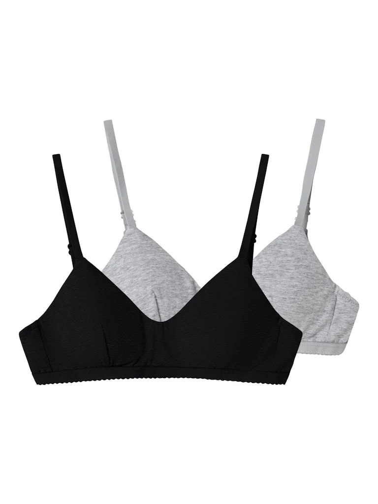LMTD Antelle 2-Pack Bralette Svart & Grå