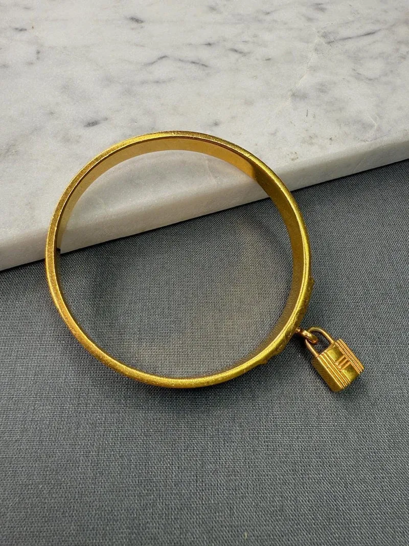 Preloved Vintageline x Molly&My - Vintage Hermes Armbånd - Forgyldtbelagt Metal & Læder