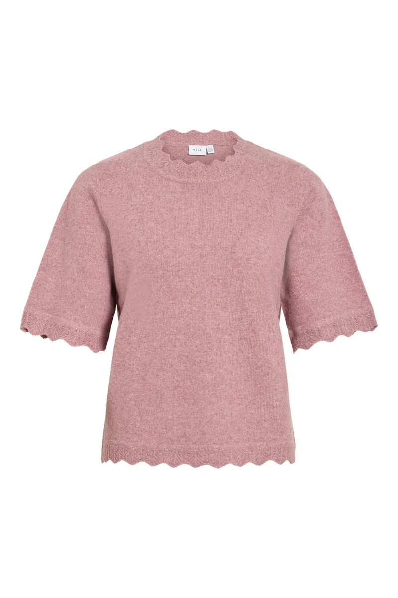 Vila - Vinikolina O-Neck 2/4 Knit Top - 5111520 Nostalgia Rose Melange
