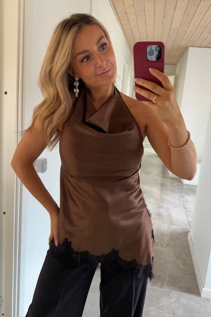 Dear Molly - Halterneck Lace - Brown