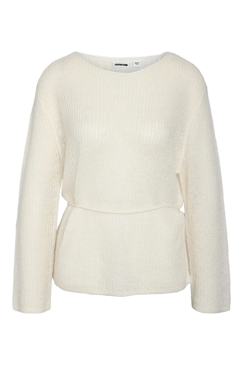 Noisy May - Nmesme L/S O-Neck Tie Knit Fwd - 5034349 Birch