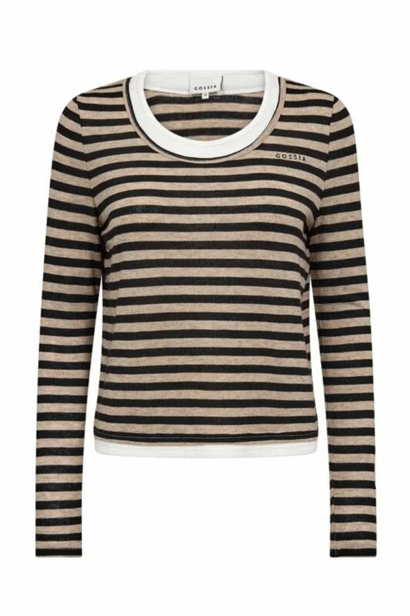 Gossia - Elmago Blouse G3119 - Sand Black Stripes