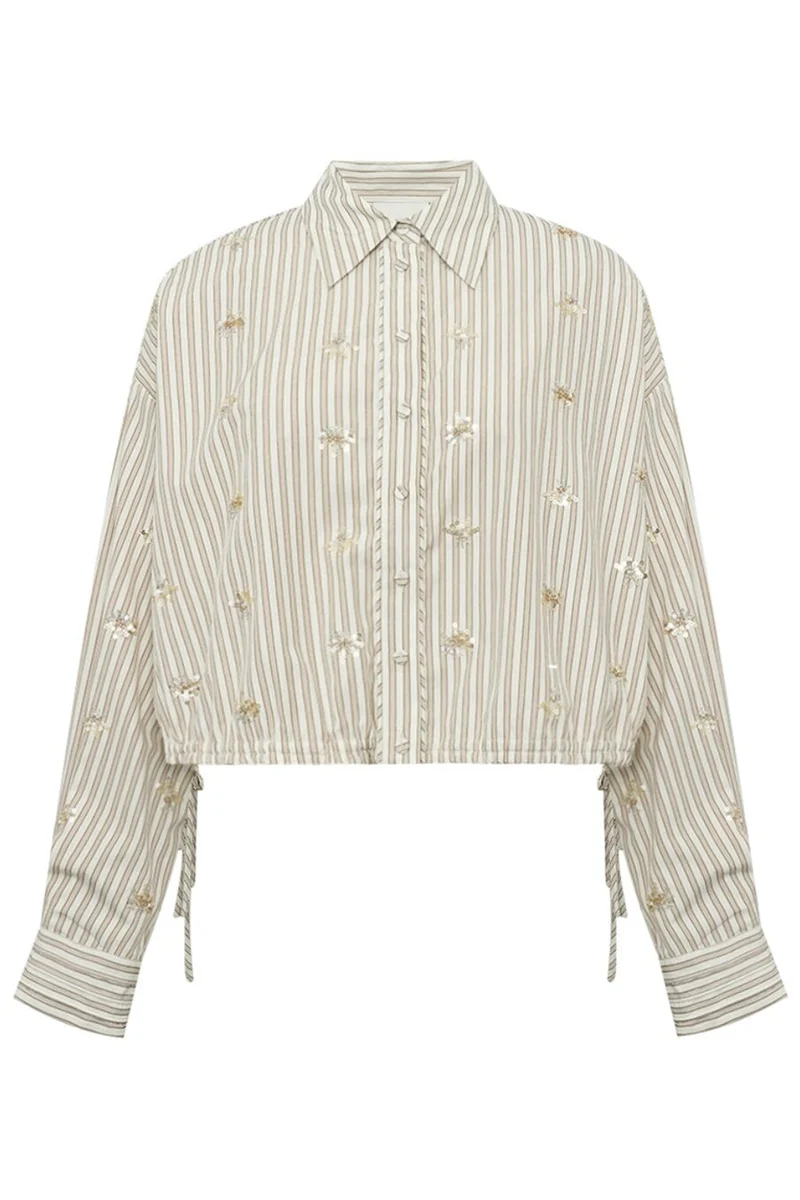 Gossia - Gemmago Shirt G3147 - Creme Brown Stripes
