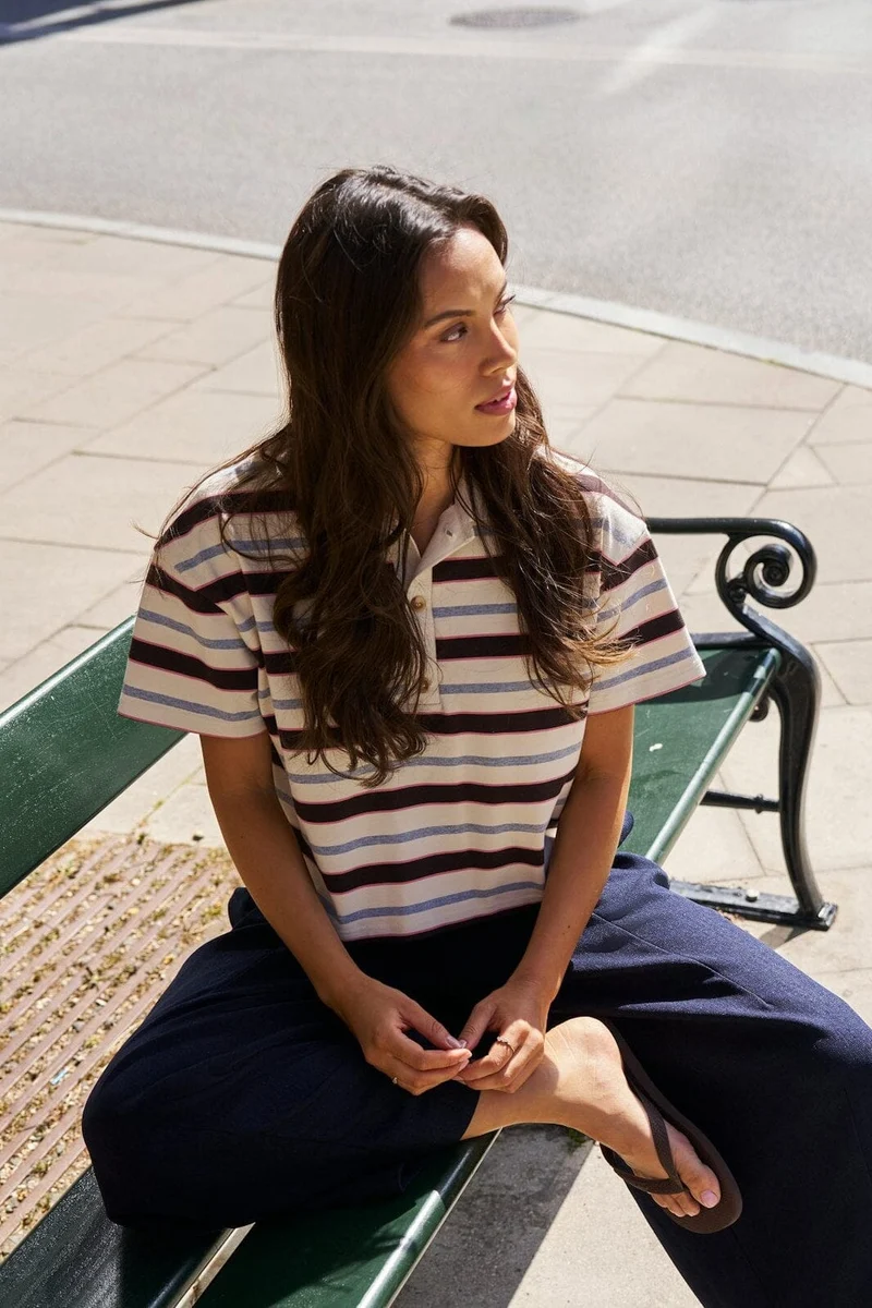 Neo Noir - Vennera Triple Stripe Polo Tee 170025 - 130 - Grey