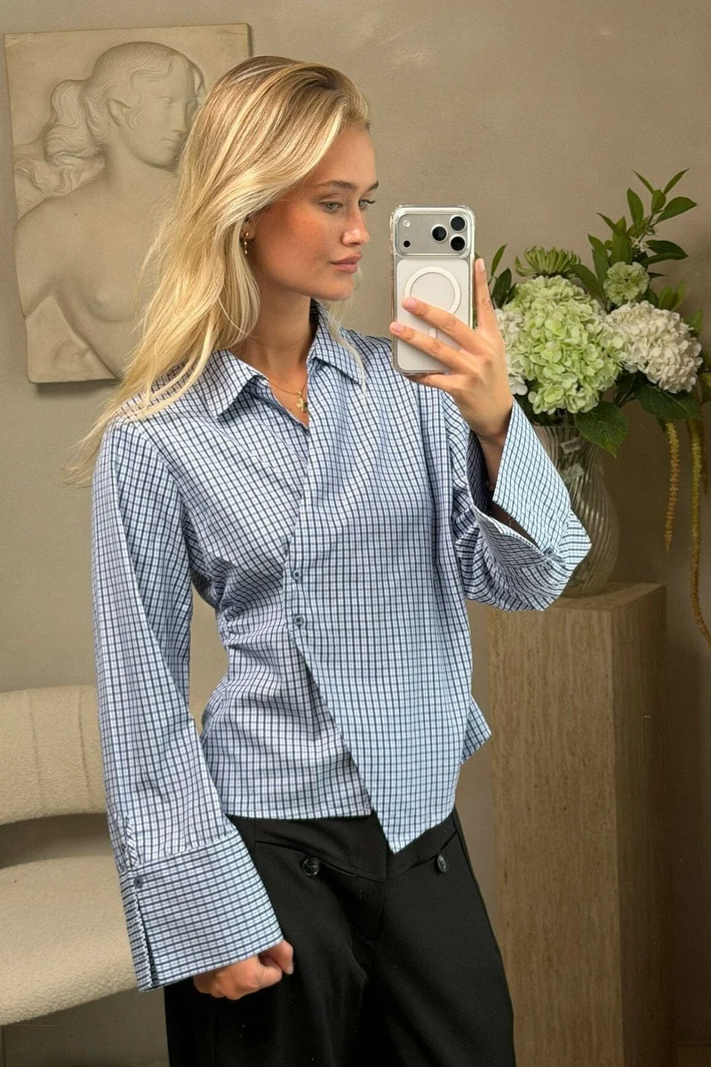 Neo Noir - Fenli Check Shirt 169775 - 140 - Blue