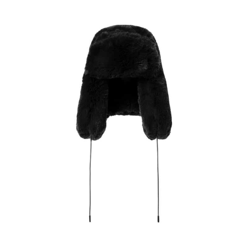 Cher Fluffy Aviator Hat - Black