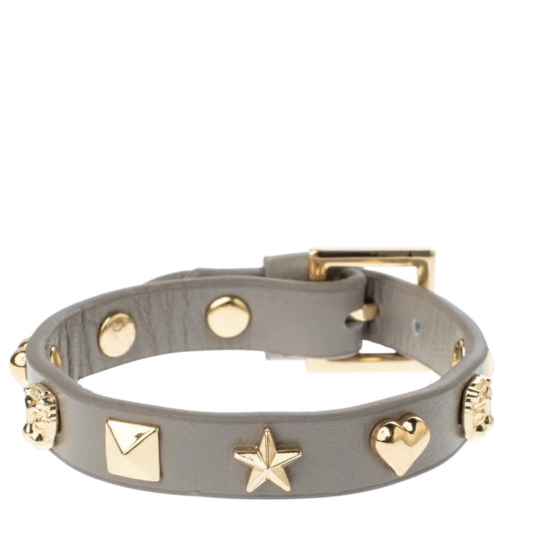 Leather Sign Stud Bracelet - Light Taupe