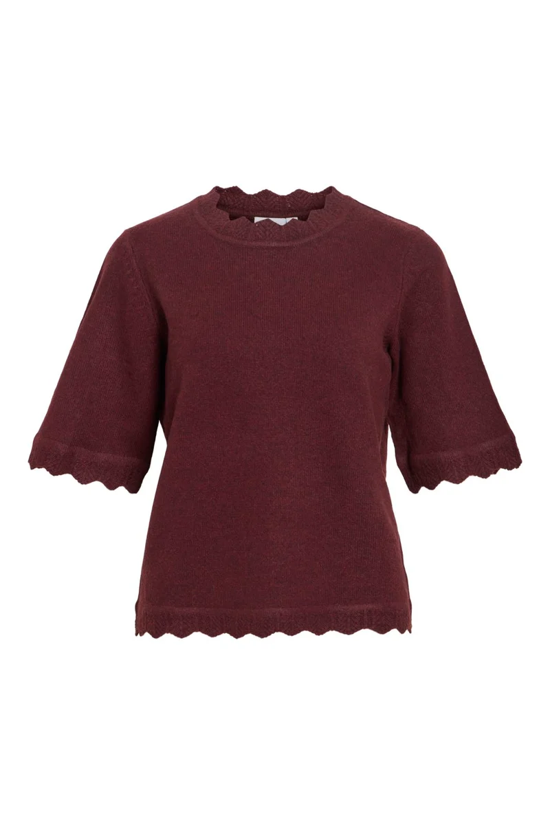 Vila - Vinikolina O-Neck 2/4 Knit Top - 5111519 Port Royale Melange