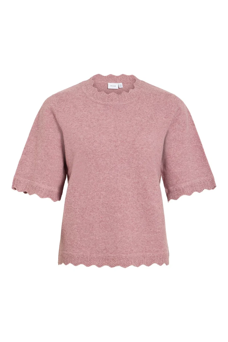 Vila - Vinikolina O-Neck 2/4 Knit Top - 5111520 Nostalgia Rose Melange