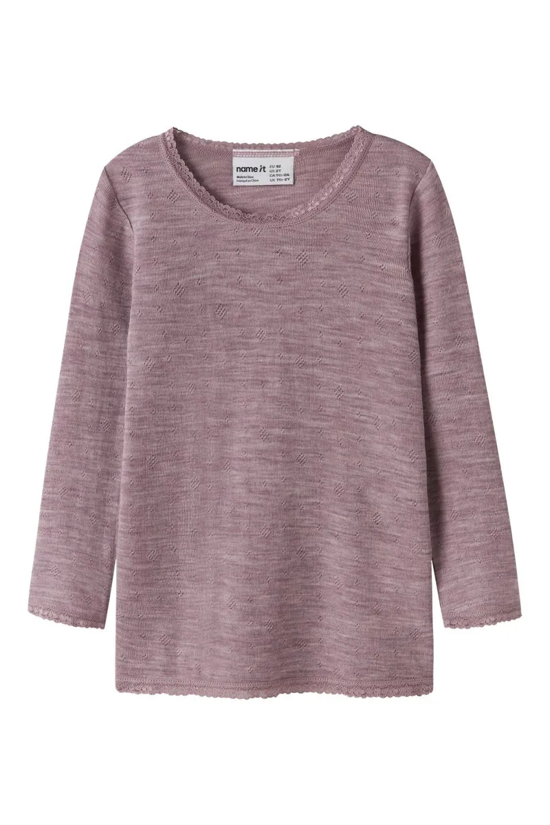 Name It - Nmfwang Wool Needle Ls Top Solid - 4968773 Toadstool