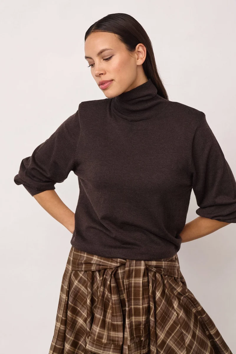 Co´Couture - Corycc Padded Roll-Neck Knit 500213 - 20003 - Dark Brown