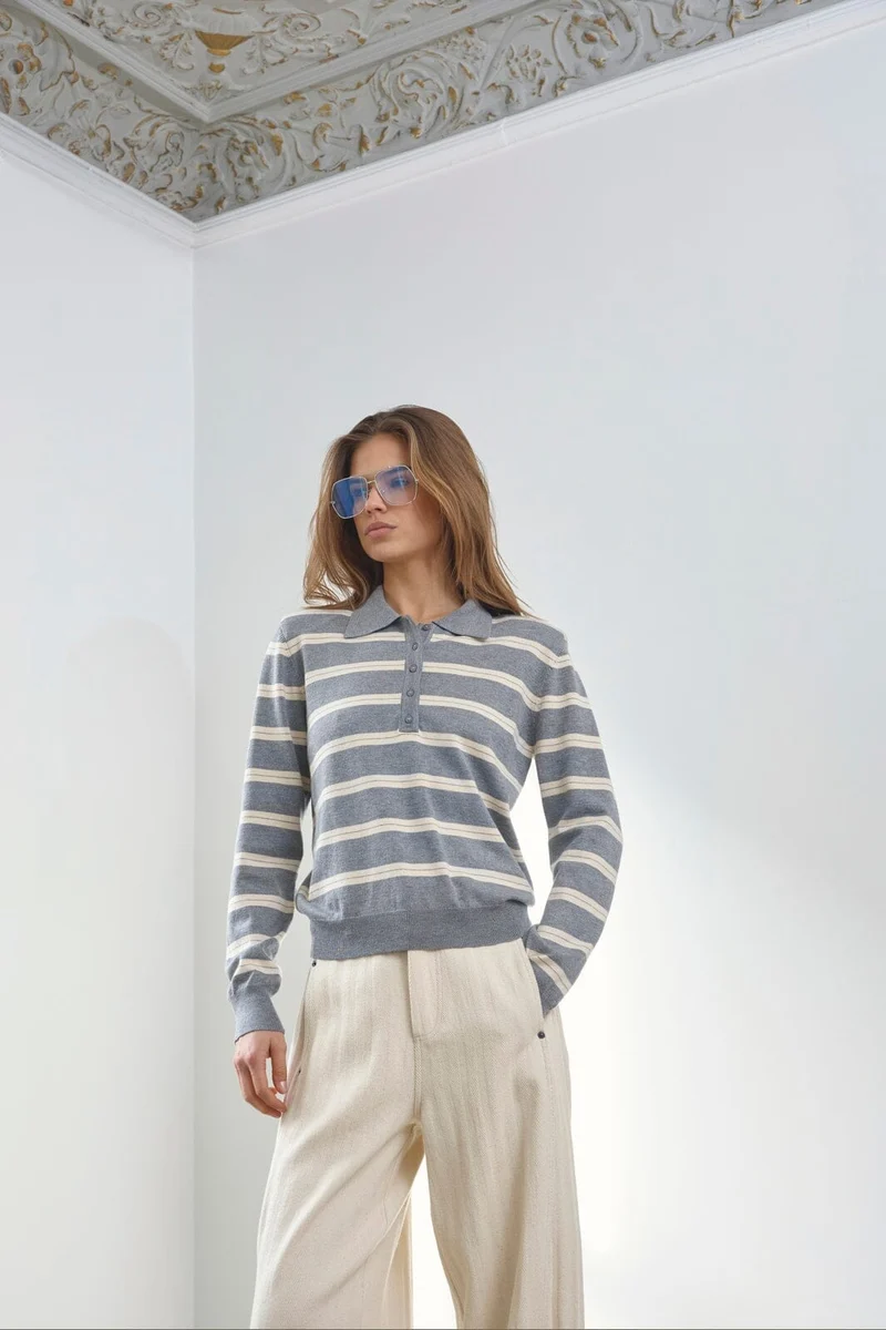 Co´Couture - Luecc Padded Polo Knit 500429 - 10003 - Creme
