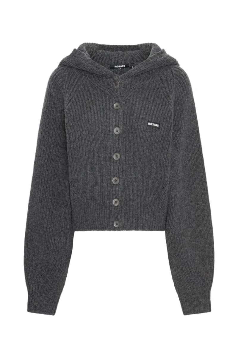 Rotate - Knit Boxy Hoodie 1167001205 - 1205 Gray Pinstripe