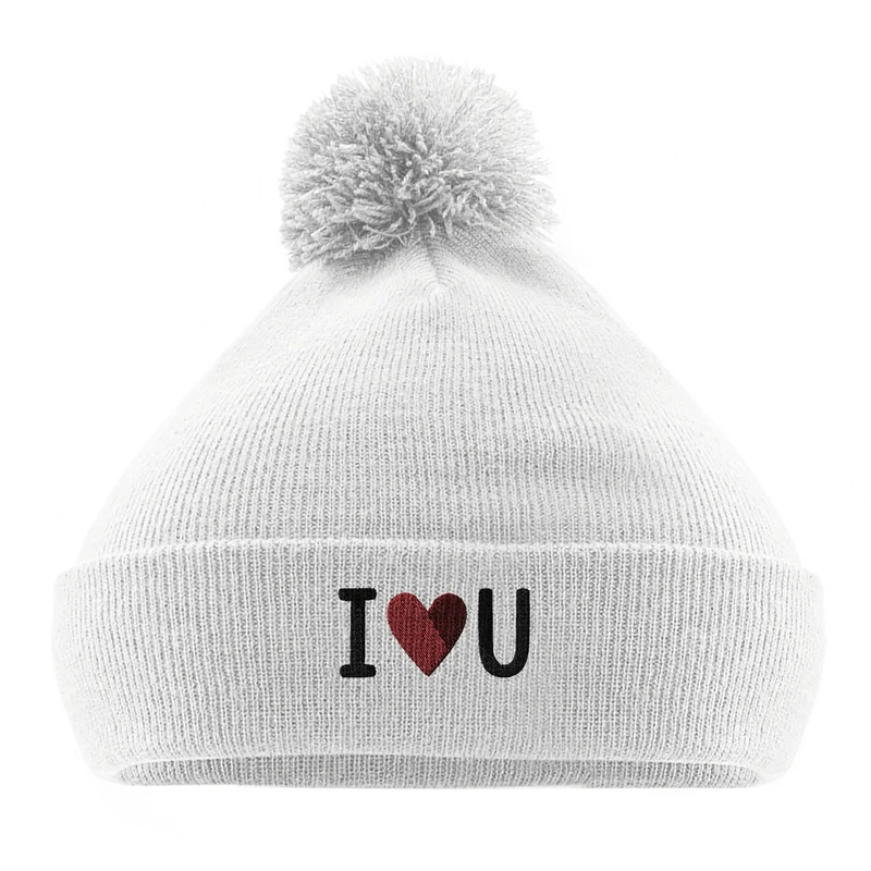 Mössa med bolltofs | I Love U