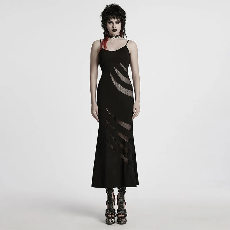 Dam Punk Mesh Splice Fishtailed Honeymoon Slip Dress