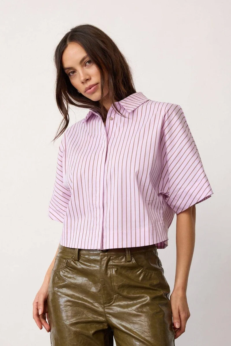 Co´Couture - Sigridcc Stripe Ss Shirt 500197 - 35006 - Rosebloom