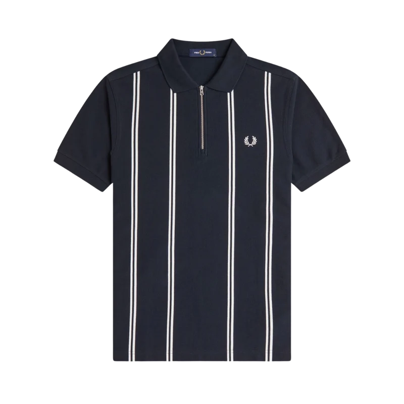 Vertical Stripe Polo - Navy