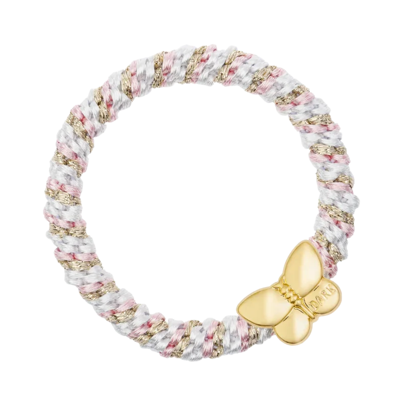 Fat Hair Tie W/Gold - Cotton Candy Mix W/Butterfly
