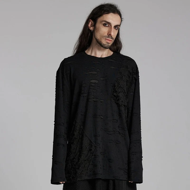 Gothic Ripped Mesh-skjorta för män