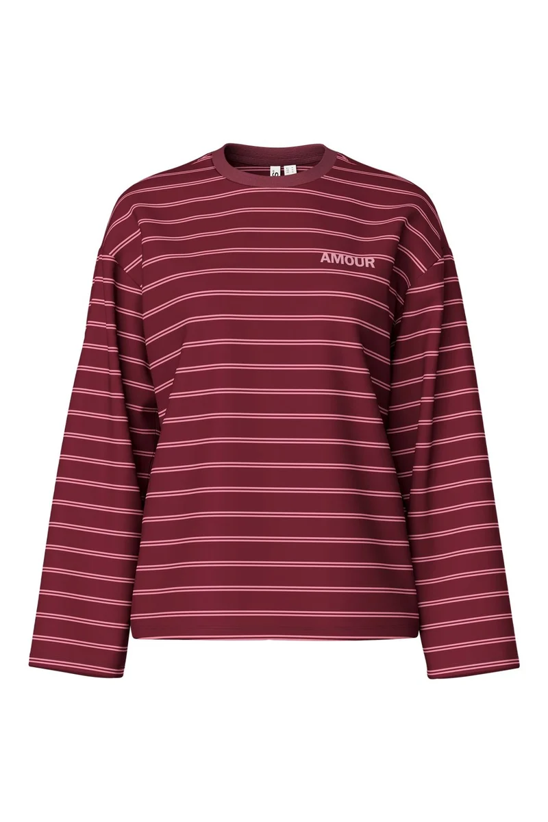 Pieces - Pcsadie Ls O-Neck Printed Top - 5185461 Wild Rose Windsor Wine