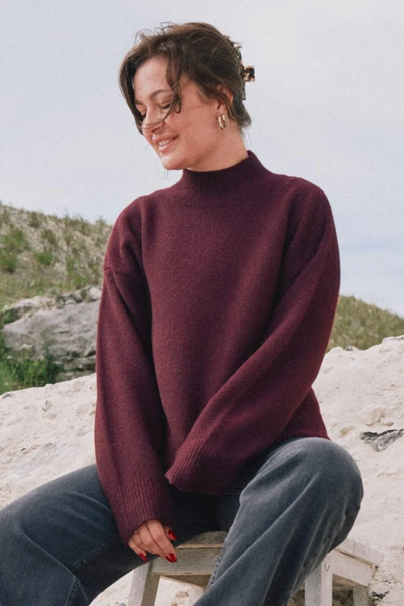 Neo Noir - Paulina Knit Blouse - Wine