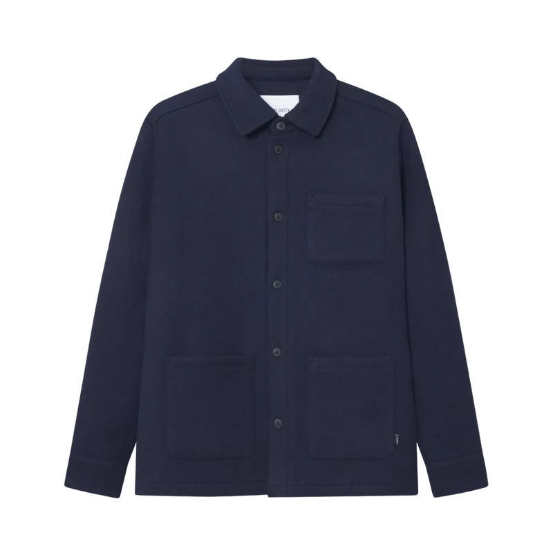 Jason Solid Wool Overshirt - Dark Navy