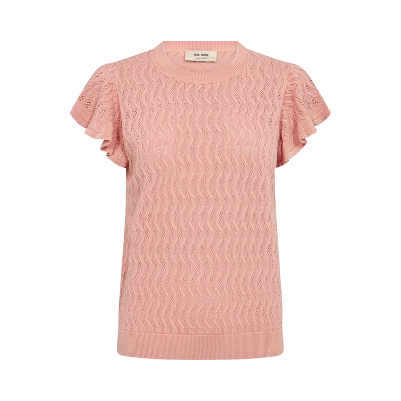 MMGanna Pattern O-Neck Knit Top - Peachy