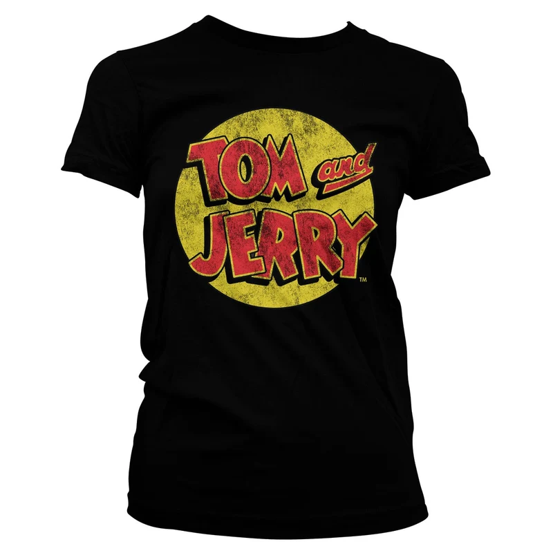 Tom & Jerry Washed Logo Girly Tee