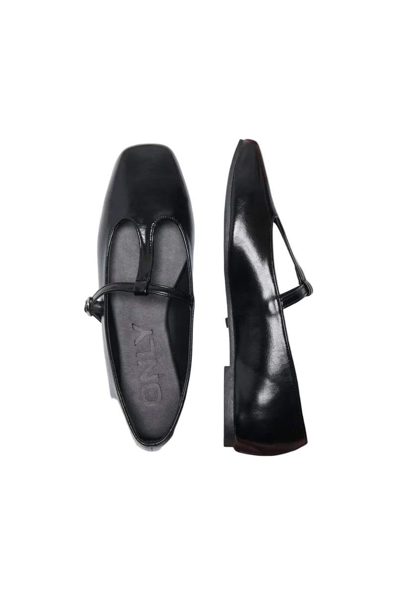 Only Shoes - Onlakira-8 Pu T-Strap Ballerina - 5064662 Black