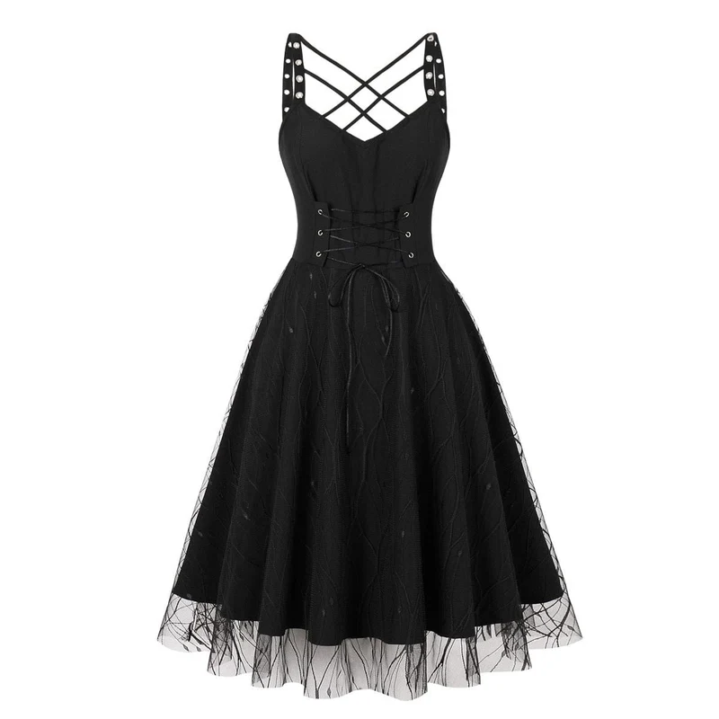 Gothic Slip-up Music Festival Slip Dress för kvinnor