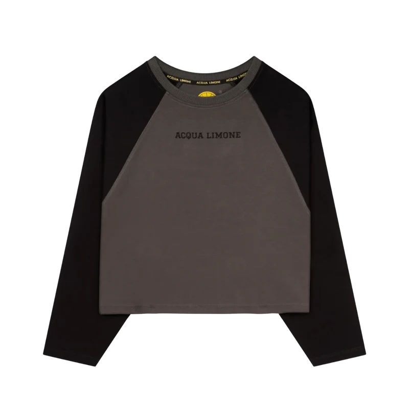 Cropped Varsity LS Tee - 280 Anthracite Black