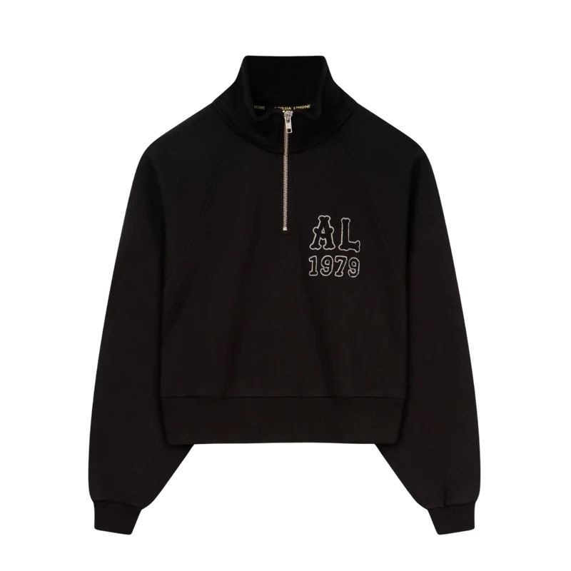 Cropped Ivy Half Zip - Black