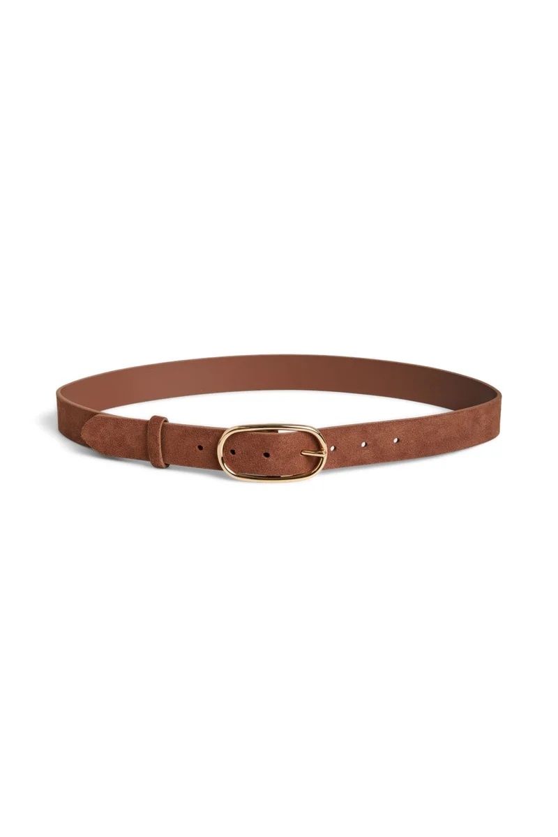 Pieces - Pcadima Suede Jeans Belt Fc - 5064730 Root Beer Gold Trim