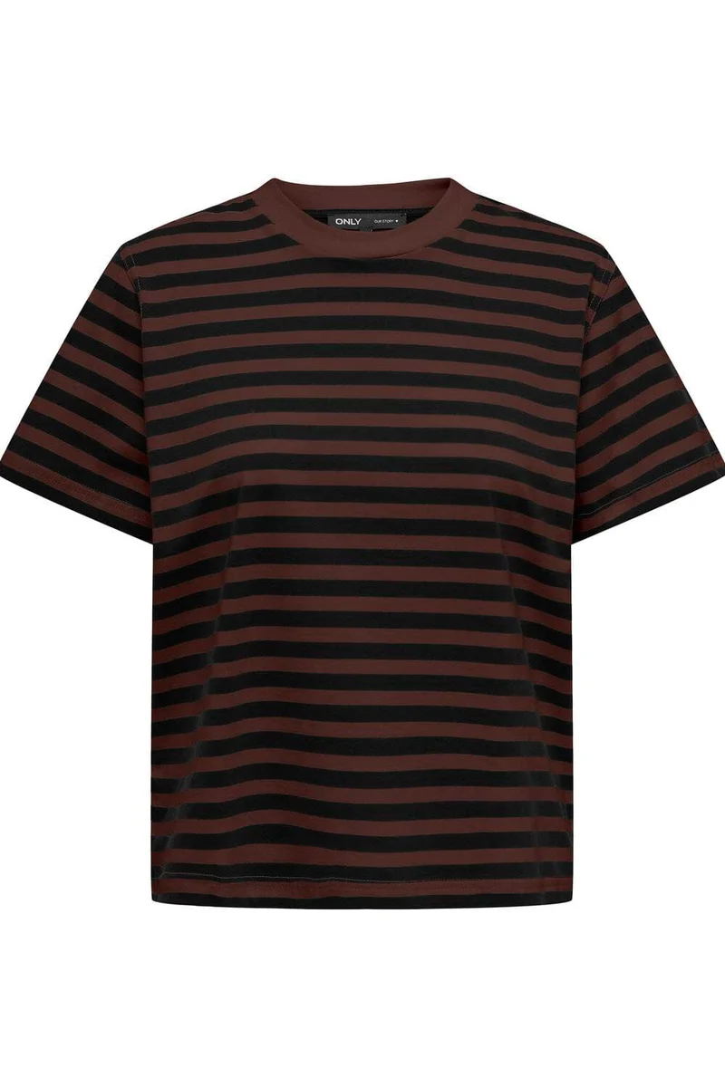 Only - Onllivina S/S Stripe Tee - 5221277 Chicory Coffee Black Stripes