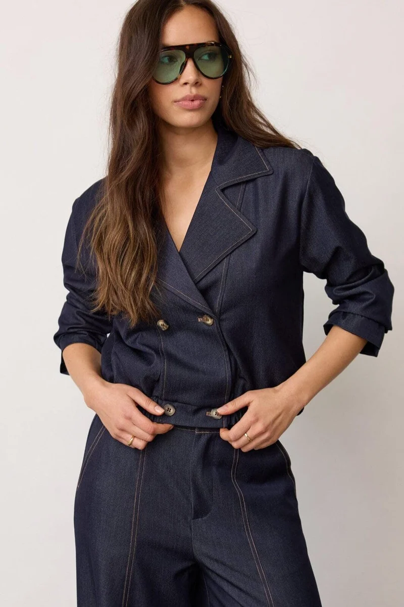 Co´Couture - Terrycc Double Breasted Blazer 500106 - 45006 - Navy Denim