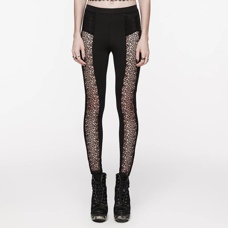 Leggings med gotiska blommor för kvinnor