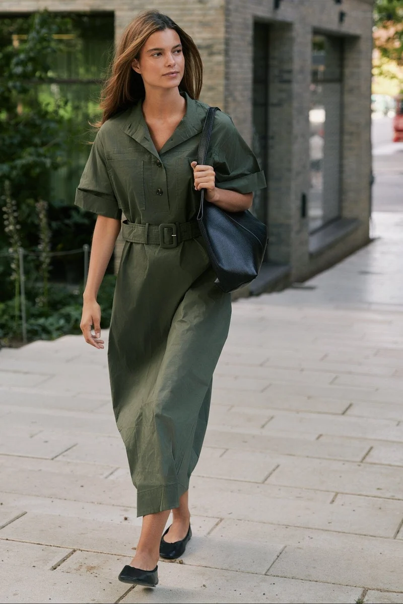 Neo Noir - Cina Poplin Dress 170039 - 151 - Army