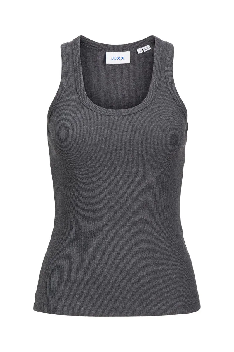 Jjxx - Jxfrida Sl U-Neck Top - 5037762 Dark Grey Melange