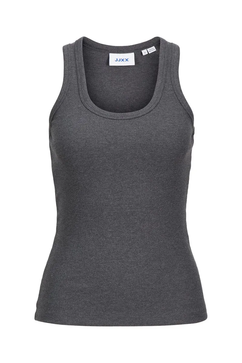 Jjxx - Jxfrida Sl U-Neck Top - 5037762 Dark Grey Melange
