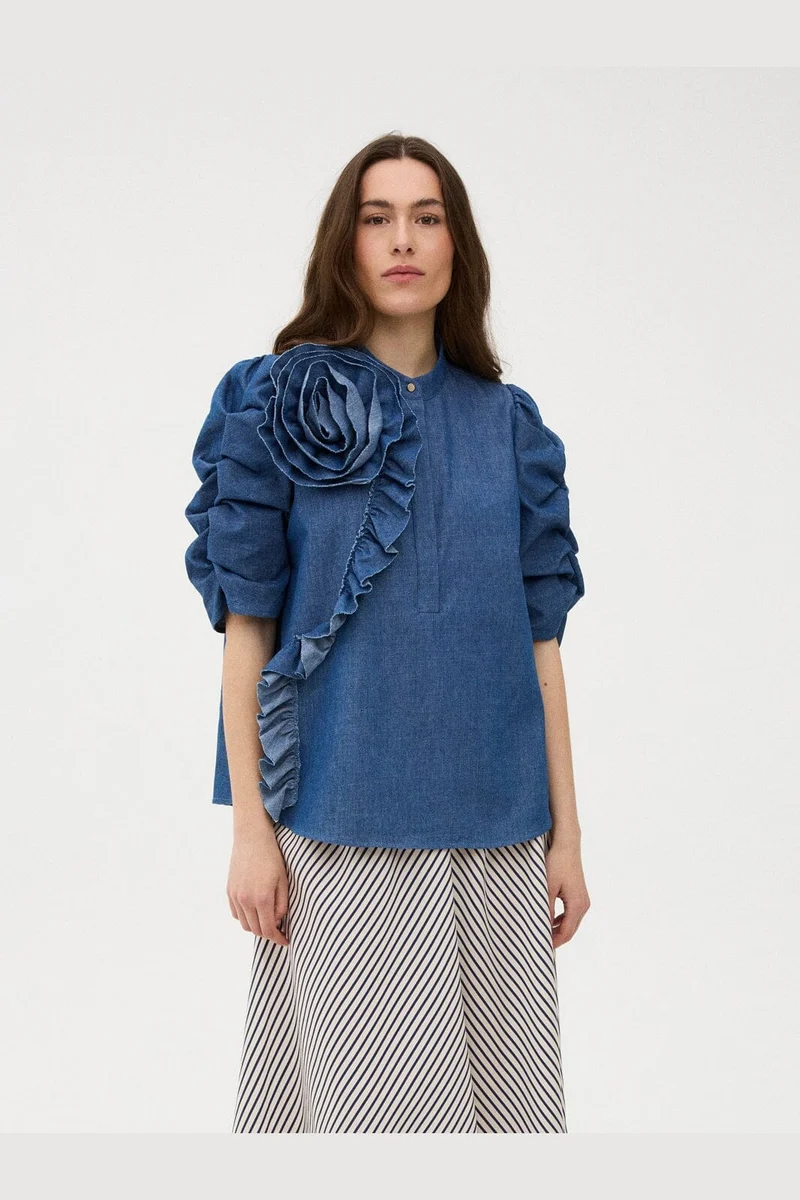 Gossia - Zabinago Ci Blouse G3360 - Denim Chambrey