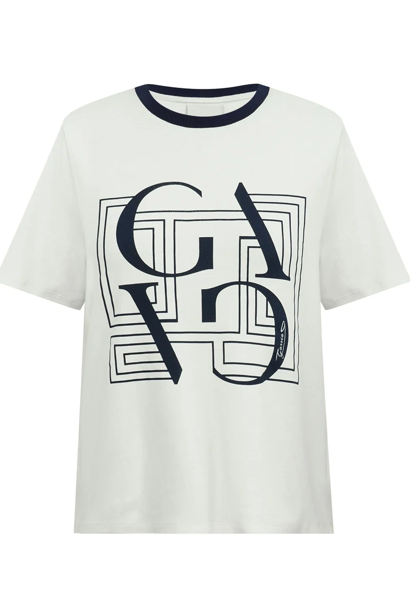 Gossia - Basgo Tee G2850 - Off-White / Navy Print