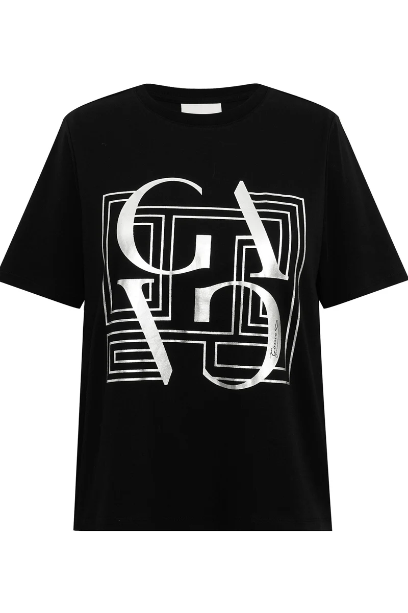 Gossia - Basgo Tee G2850 - Black / Silver Print
