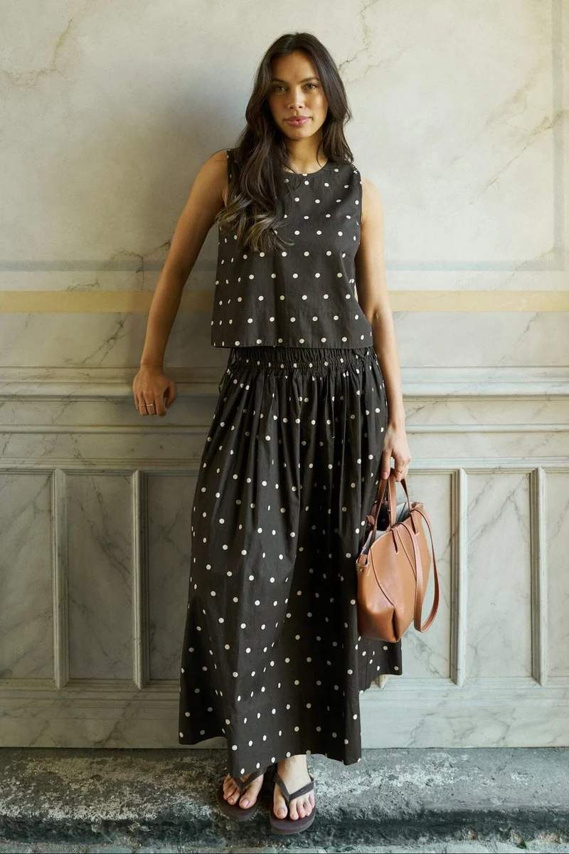 Neo Noir - Lillie Dot Skirt 167645 - 676 - Dark Brown