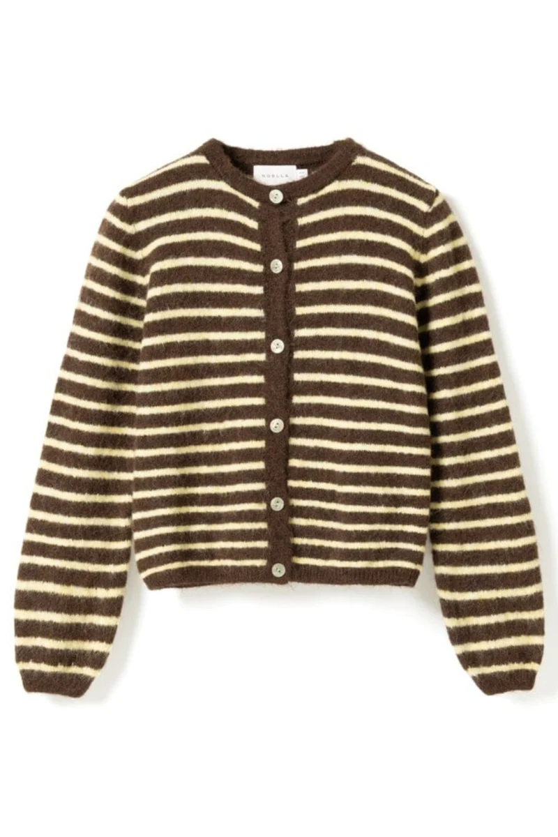 Noella - N-Mertice Knit Cardigan 16570002 - 1536 - Brown Yellow Stripe