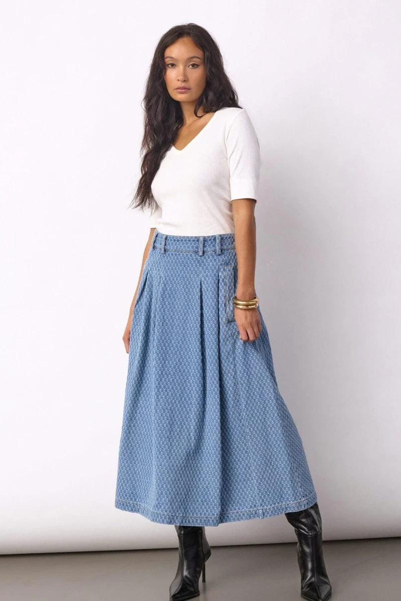Co´Couture - Antocc Anya Pleat Skirt 500178 - 45004 - Light Denim