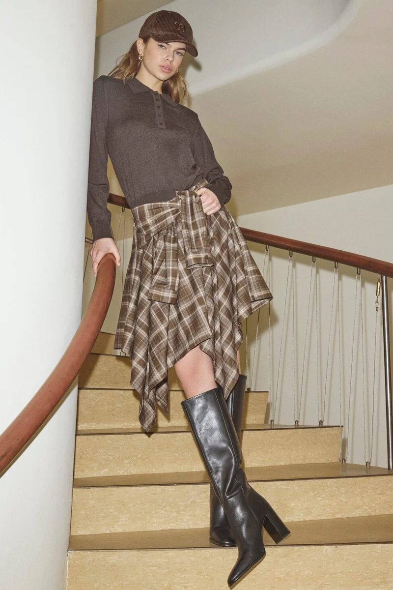 Co´Couture - Dagnycc Check Tie Skirt 500069 - 20002 - Brown