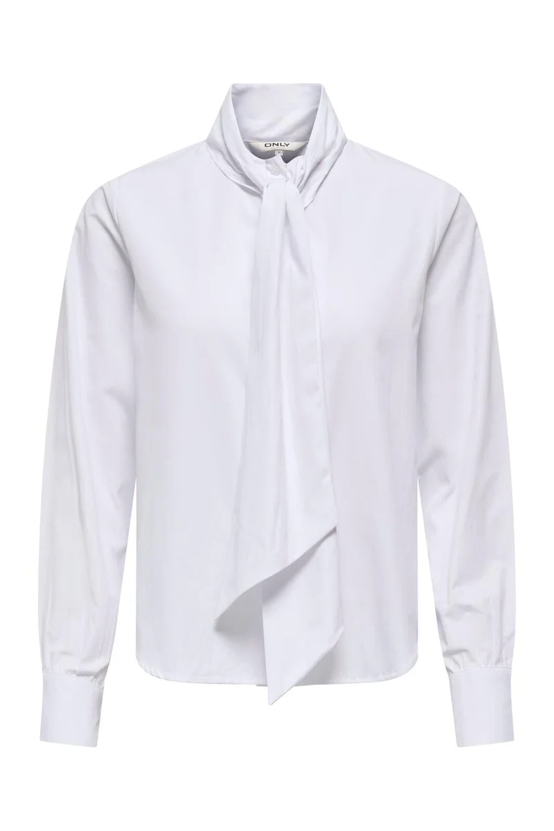 Only - Onlsaya Loris L/S Bow Shirt - 5045041 Bright White