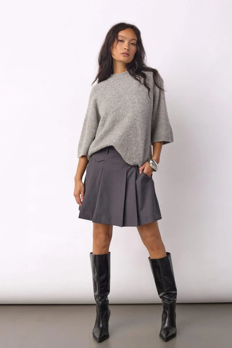 Co´Couture - 34223 Lunacc Pocket Pleat Mini Skirt 500180 - 65002 - Dark Grey