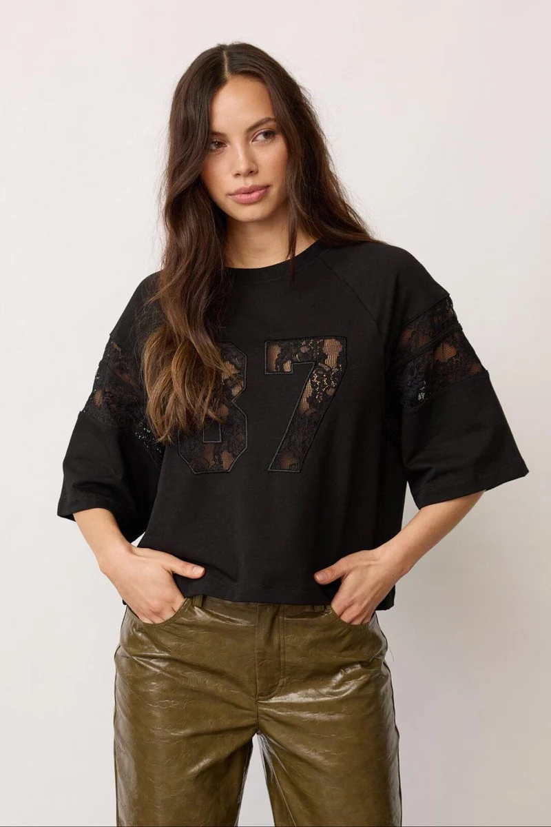 Co´Couture - Elycc 87 Lace Tee Sweat 500029 - 65001 - Black